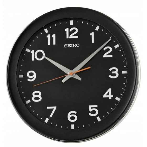 Čitelný Klasický Černý Kulatý Japonský Hodinový Stroj Seiko QXA835K 37 cm