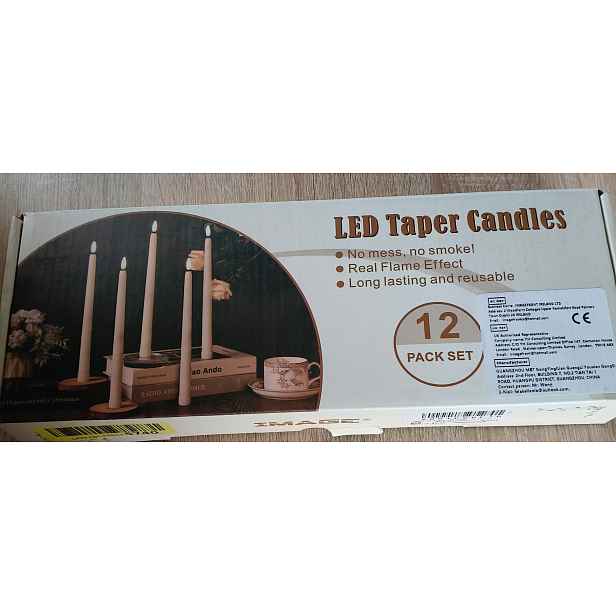 Image Led Taper Candles 12 kusů svíček na baterie a Led svíček.