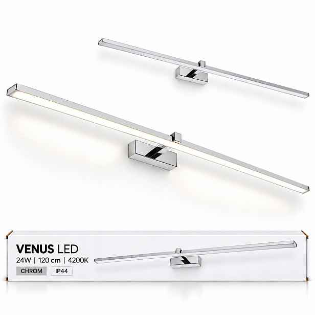 Koupelnová lampa Venus 120 cm 24W chromová Led nad zrcadlo 4200K IP44 1640lm