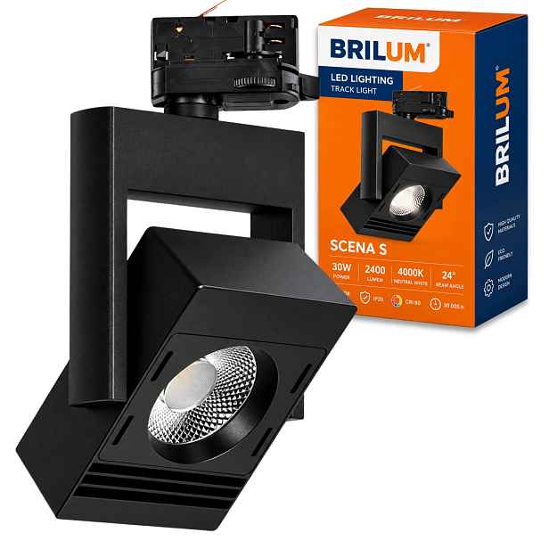 Led reflektor Brilum Scena S 30W 2400lm 4000K 24° Černý 3-fázový