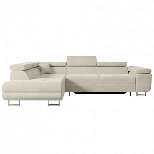 ALTDECOR ROHOVÁ SEDACÍ SOUPRAVA s funkcí lůžka a úložným prostorem GUSA-L 272x202x107 cm béžový velur