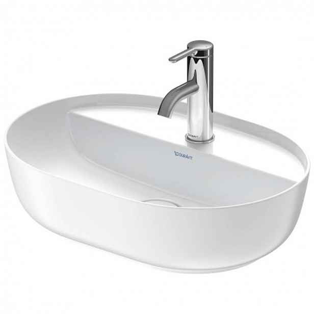 Duravit Luv - Umyvadlo na desku, 50x35 cm, bez přepadu, s otvorem pro baterii, bílá/matná bílá 0380502600
