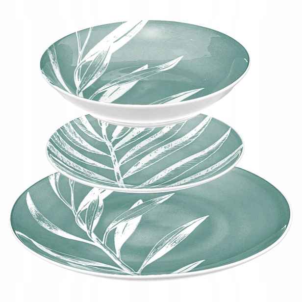 Porcelánová Jídelní Souprava Pro 6 Osob, Vzor Listy, 18 Dílů