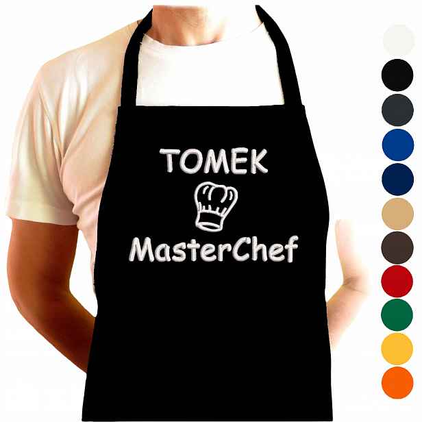 Zástěra MasterChef dárek k Vánocům pod vánoční stromeček, praktická výšivka