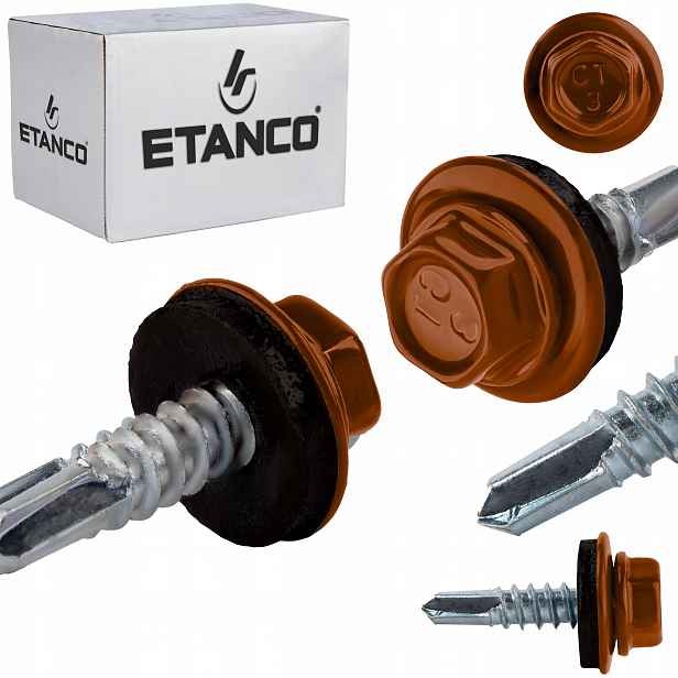 Samovrtné šrouby do kovu 3 mm 4,8 x 19 mm Ral 8004 250 ks Etanco GT3 Z14