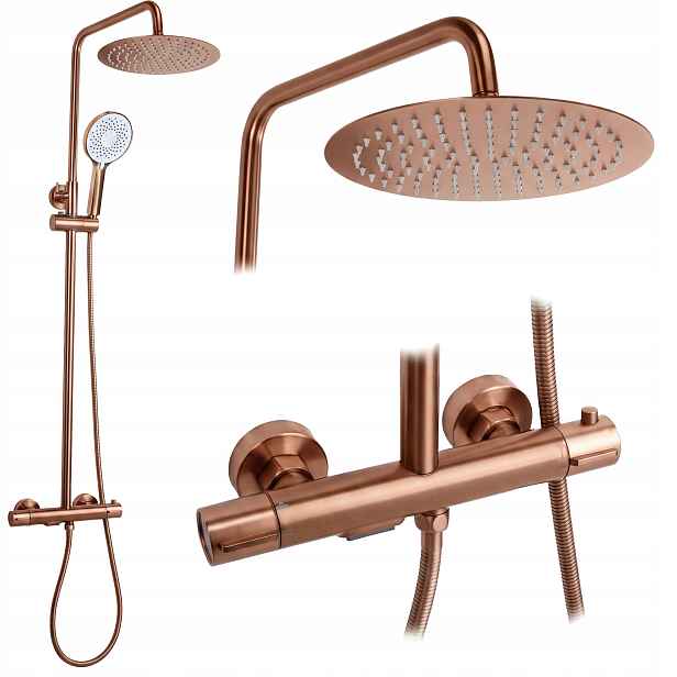 Sprchový Set S Termostatem Rea Drop Kartáčovaná Sprchová Měď