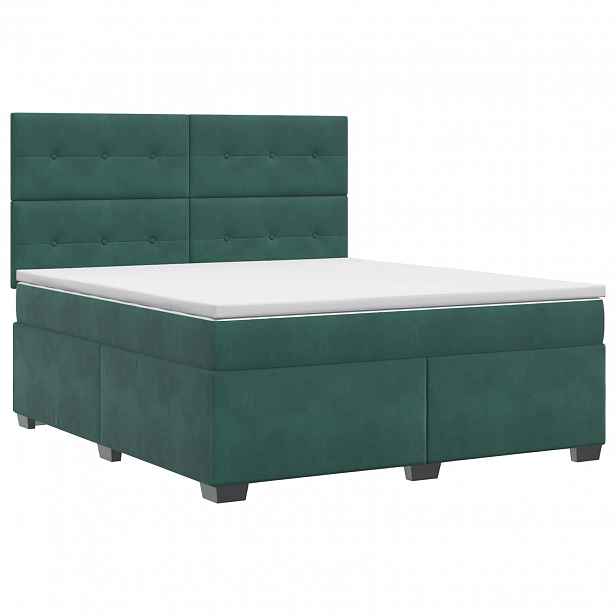 vidaXL Postel boxspring s matrací Tmavě zelená 140 x 200 cm Samet
