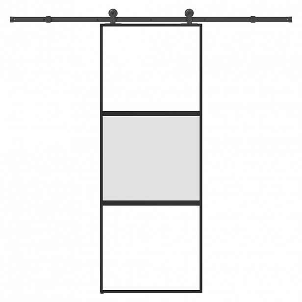 vidaXL Posuvné dveře s kováním 76x205 cm tvrzeného sklo a hliník