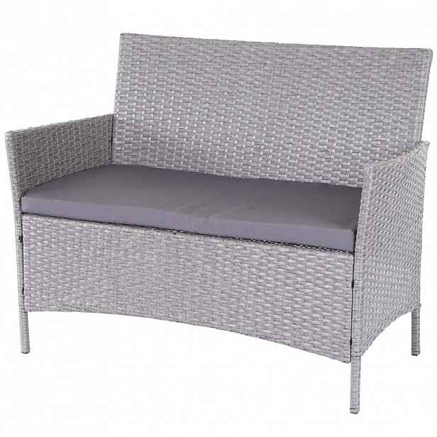 MCW POLY-RATTAN ZAHRADNÍ LAVICE Světle šedá, šedá