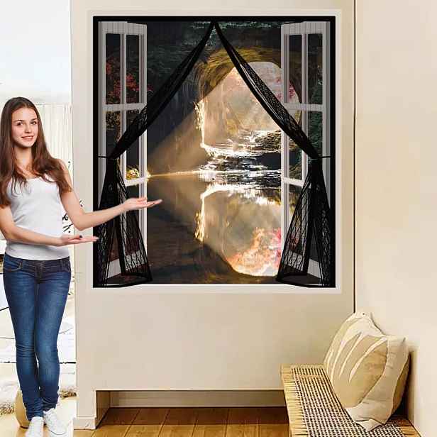 Moskytiéra na dveře magnetická síť proti hmyzu 165×200 cm černá
