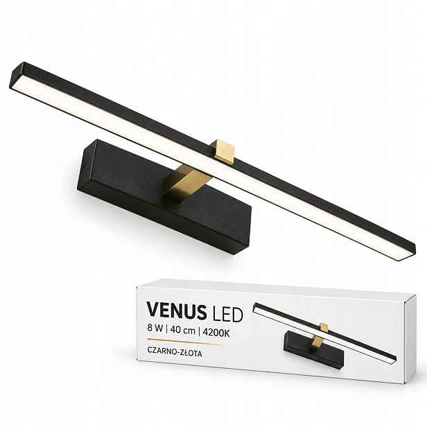 Osvětlení obrazu Venus 8W 40 cm černo-zlaté Led 4200K IP44 580lm nástěnné