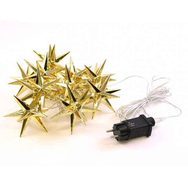 Světelný LED řetěz,10 LED, hvězdy, 12 cm, teple bílá