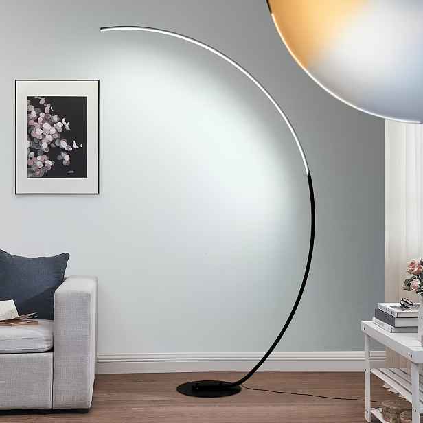 TEMU 165cm Moderní Obloukový Stojací Lampáš s Dálkovým Ovládáním - Stmívatelná Černá Čtecí Lampáš LED s Barevným Měněním, Zakřivené Ambientní