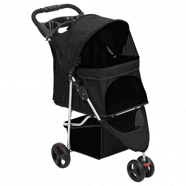 vidaXL Skládací kočárek pro psa černý 80x46x98 cm oxfordská tkanina