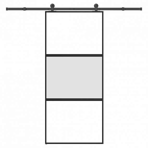 vidaXL Posuvné dveře s kováním 90x205 cm tvrzeného sklo a hliník