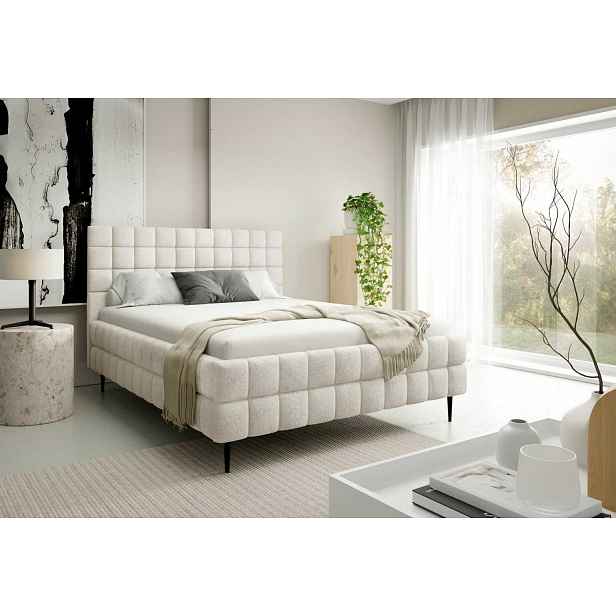 Čalouněná postel 140x200 LAILA LEG s úložným prostorem - ecru 2