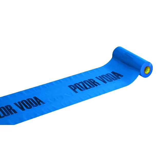 Fólie výstražná modrá – POZOR VODA 100 m