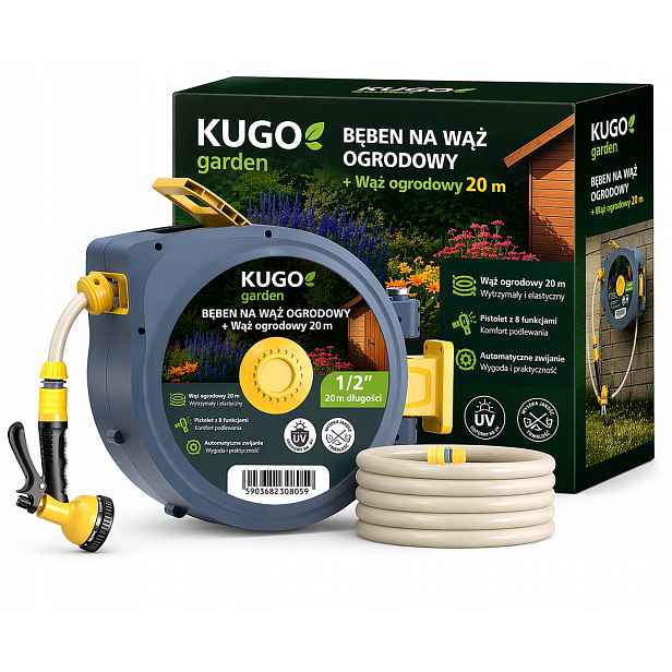 Hadice Navíjecí Na Bubnu 20m 2 m 1/2" Automatický Naviják Stříkací Pistole 8F