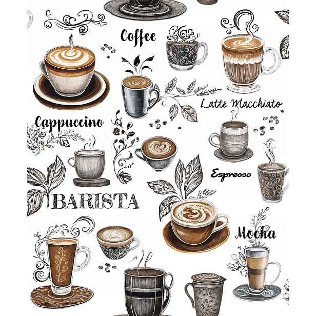 Kuchyňská tapeta káva šálky bílé pozadí káva barista espresso tapety
