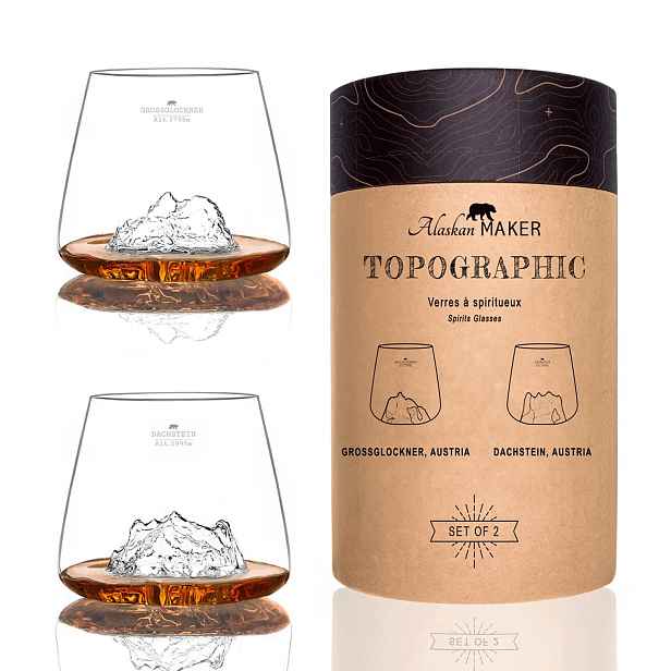 Sada 2 sklenic na whisky Grossglockner & Dachstein Topographic