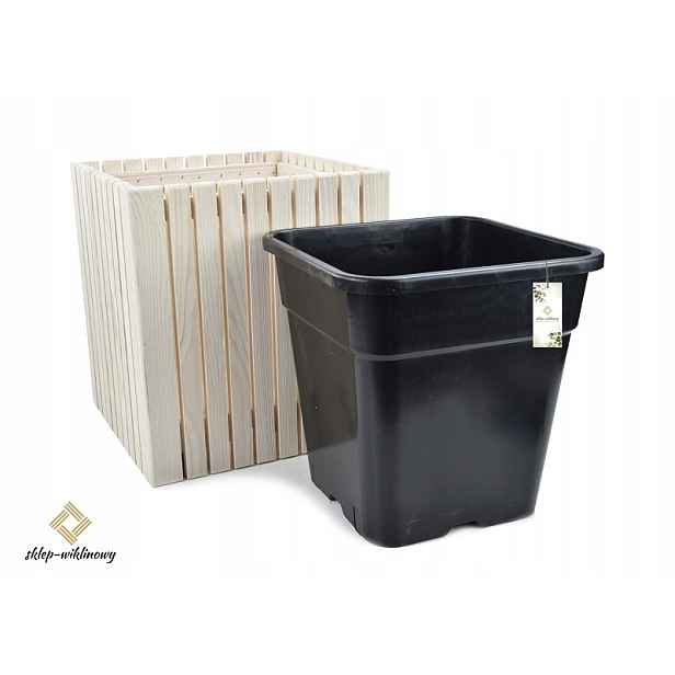 Velký dřevěný květináč Kryt Zahradní květináč Na terasu Květináč 40 cm