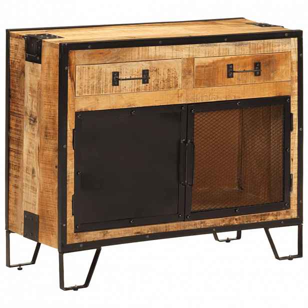 vidaXL Příborník 80x31x66 cm masivní hrubé mangovníkové dřevo a kov