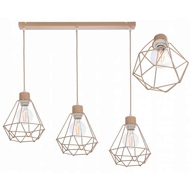 Závěsná Lampa Zwis Stropní Lustr Diamant na E27 Kašmír béžová ecru