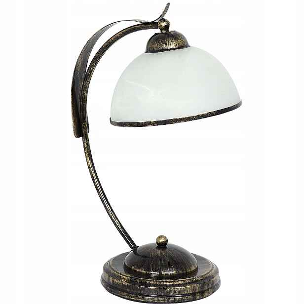Stolní lampa zlatá patina bílé skleněné stínítko do obývacího pokoje 43 cm Luminex
