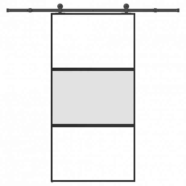 vidaXL Posuvné dveře s kováním 102,5x205 cm tvrzeného sklo a hliník
