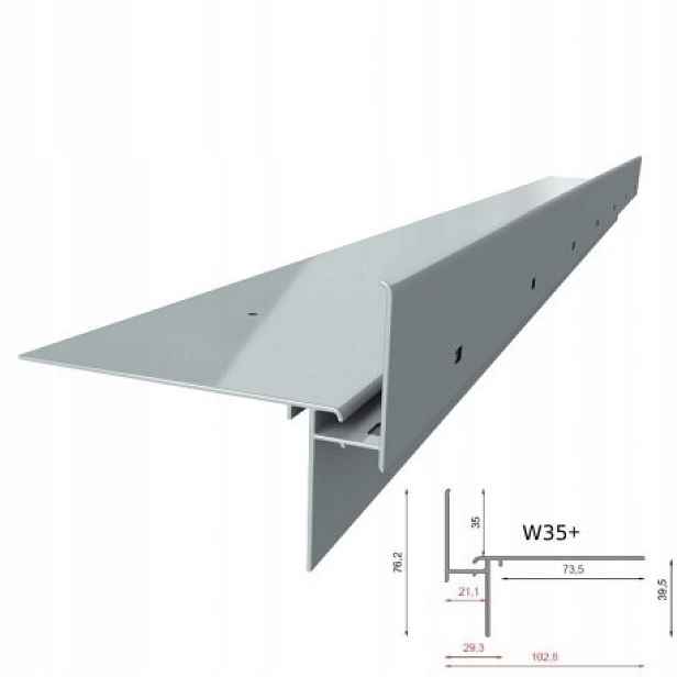 Balkonový Terasový Okapový Profil W35+ Renoplast Šedý Ral 7037 200 CM