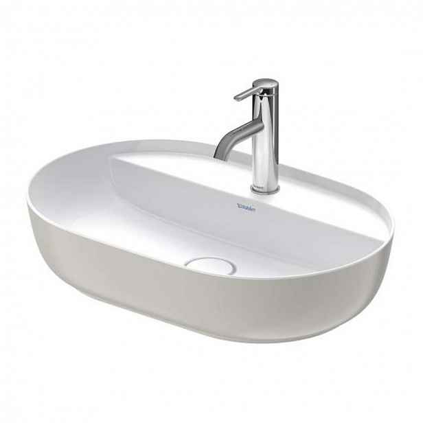Duravit Luv - Umyvadlo na desku, 60x40 cm, bez přepadu, s otvorem pro baterii, WonderGliss, bílá/matná šedá 03806023001