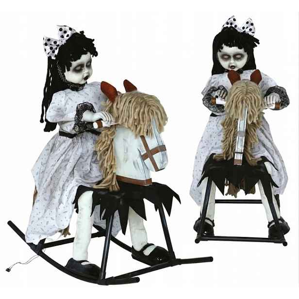 Halloweenská Panenka 70 CM Houpací Koník Halloween Panenka Strašidelná