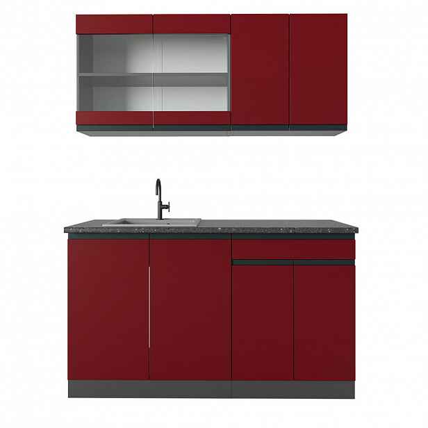 Vicco JEDNOTKOVÁ KUCHYNĚ R-Line Červená/antracitová 140 cm Tvar J