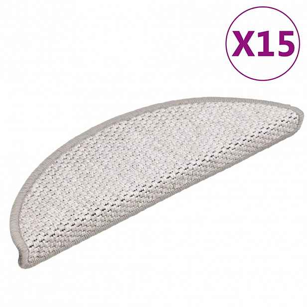 vidaXL Samolepicí nášlapy na schody sisal 15 ks 56 x 17 x 3 cm platina