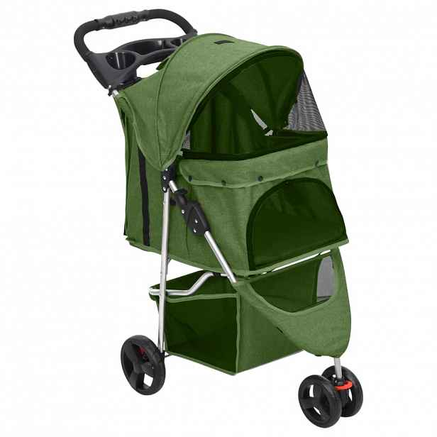 vidaXL Skládací kočárek pro psa zelený 80x46x98 cm oxfordská tkanina