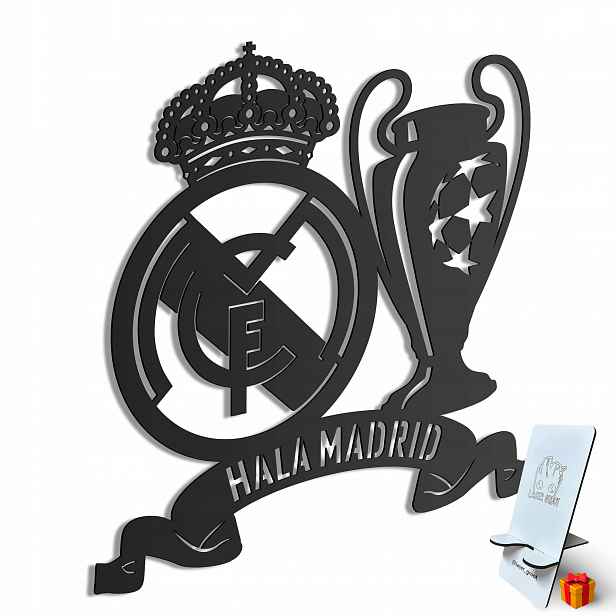 Dřevěný 3D obraz Real Hala Madrid Fotbalová Nástěnná Dekorace Dárek XL