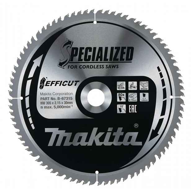 Makita - Pilový kotouč na dřevo 305x30 mm, 80 zubů B-67315