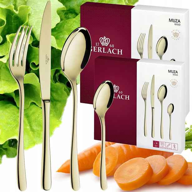 Sada 48 Příborů Lesk 12 Osob Sada Příborů Krabička Gerlach Muza Gold