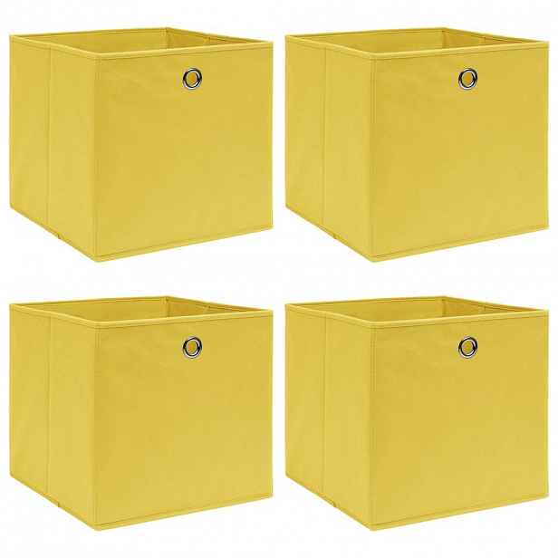 vidaXL Úložné boxy 4 ks žluté 32 x 32 x 32 cm textil
