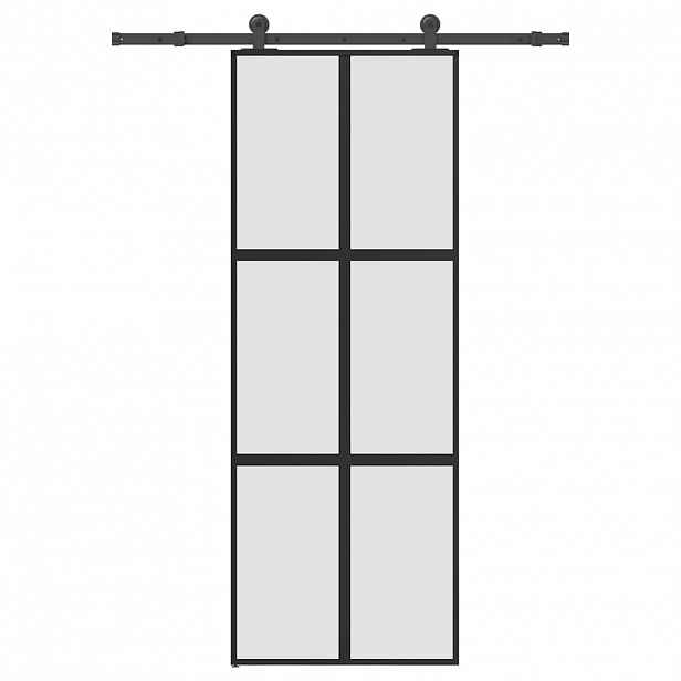vidaXL Posuvné dveře s kováním 76x205 cm tvrzeného sklo a hliník