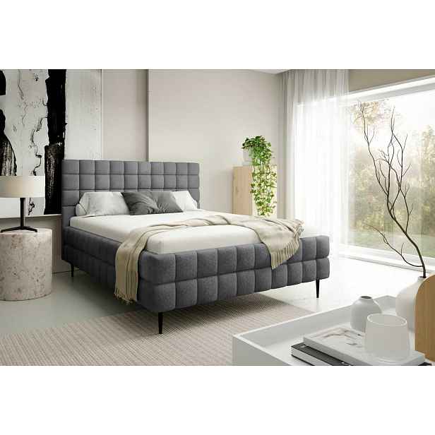 Čalouněná postel 140x200 LAILA LEG s úložným prostorem - antracit