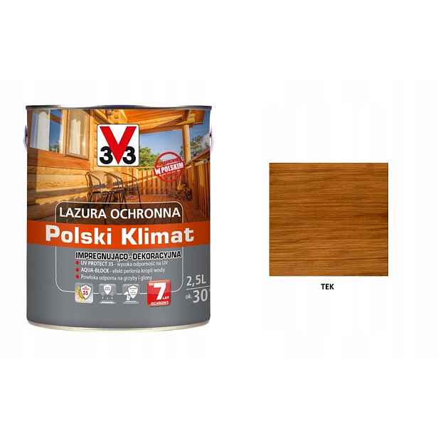 Lazura V33 Polský Klima 7 let 2,5 L impregnační Tek satén