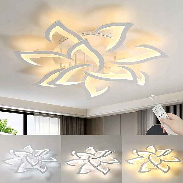 Moderní bílé stropní Led svítidlo 84W Lustr s dálkovým ovládáním a stmíváním