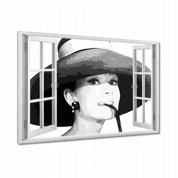 Obrazy 90x60 Hepburn s kloboukem