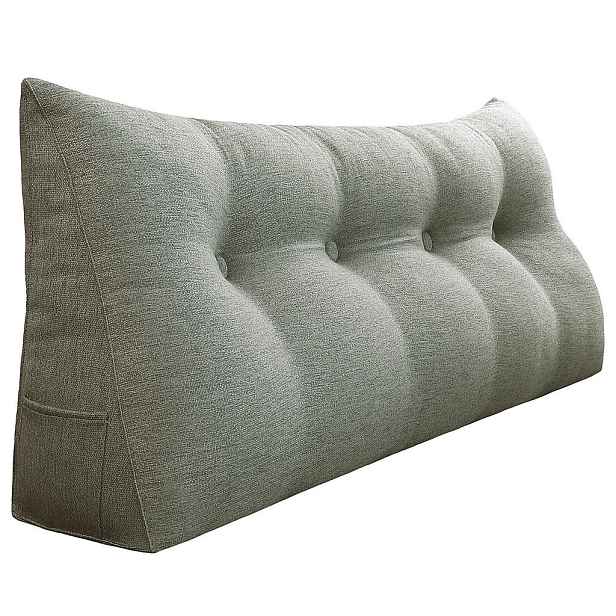 Vercart ZÁDOVÝ POLŠTÁŘ na postel vzhled lnu Šedý 120 cm
