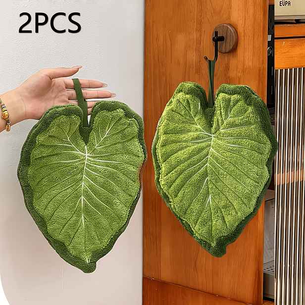 TEMU 2ks Kreativní Listové Ručníky na Prsty do Koupelny, Závěsný Design, Savý Materiál, pro Koupelnu, Jídelnu, Kuchyni, Opakovaně Použitelné, Vysoce