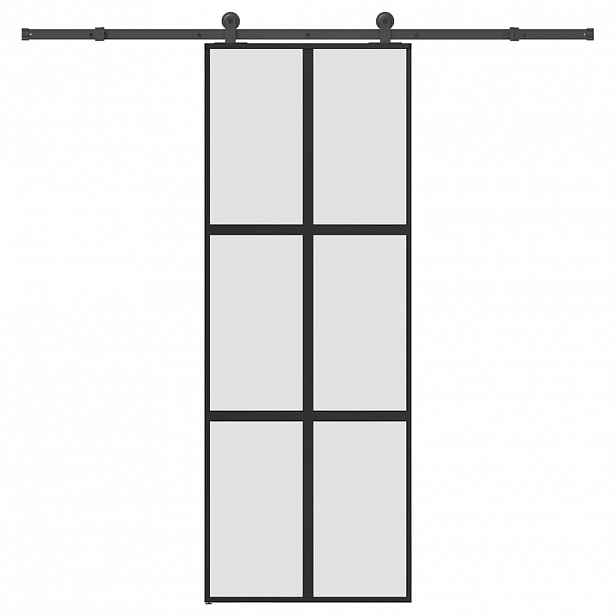 vidaXL Posuvné dveře s kováním 76x205 cm tvrzeného sklo a hliník