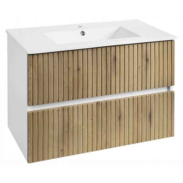 Aqualine Paneda - Umyvadlová skříňka 80x55x45 cm, dub emporio PN380