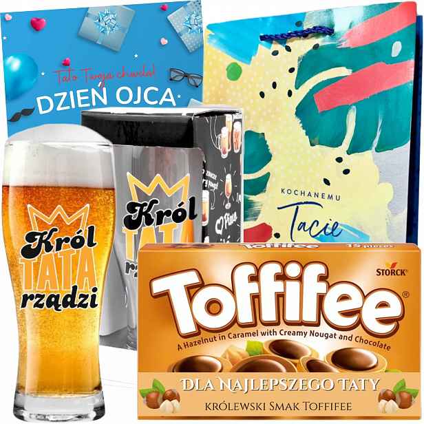 Dárková Sada pro tatínka ke Dni otců Pivní Sklenice Pivoňka Sladkosti Toffifee
