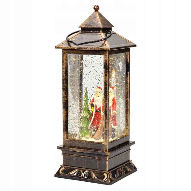 Led Sněhová lucerna s Mikulášem, 28 cm s časovačem 5 hodin, naplněná.